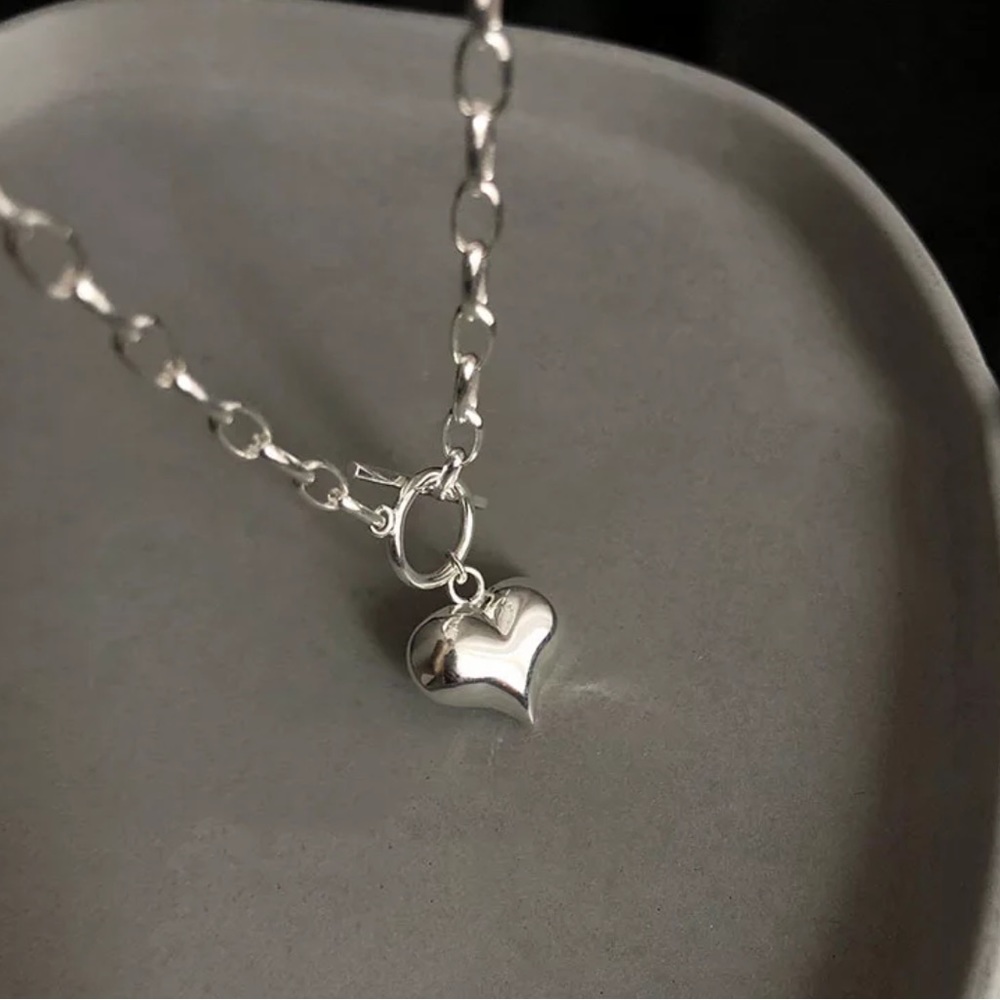 20” 925 STERLING SILVER HEART LINK CHAIN NECKLACE, NICE NECKLACE, CUTE NECKLACE - Picture 5 of 5